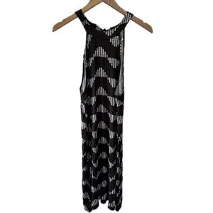 Hawaii's Finest Kapala Hawaiian Tribal Black A-Line Back Tie Halter Dress L